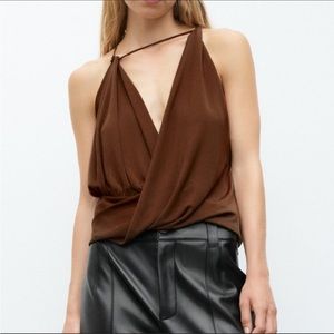 Brown drapey top